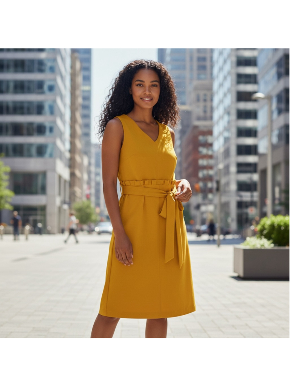 Size 10 Shelby & Palmer Yellow Sleeveless V-Neck Business Casual Church Dress
